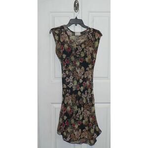 Geri C. New York Women's Sleeveless Round Neck Sheer‎ Overlay with Slip Dress XS